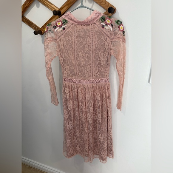 NWT-Frock and Frill prairie lace midi dress with embroidered flowers in rose - Picture 7 of 11